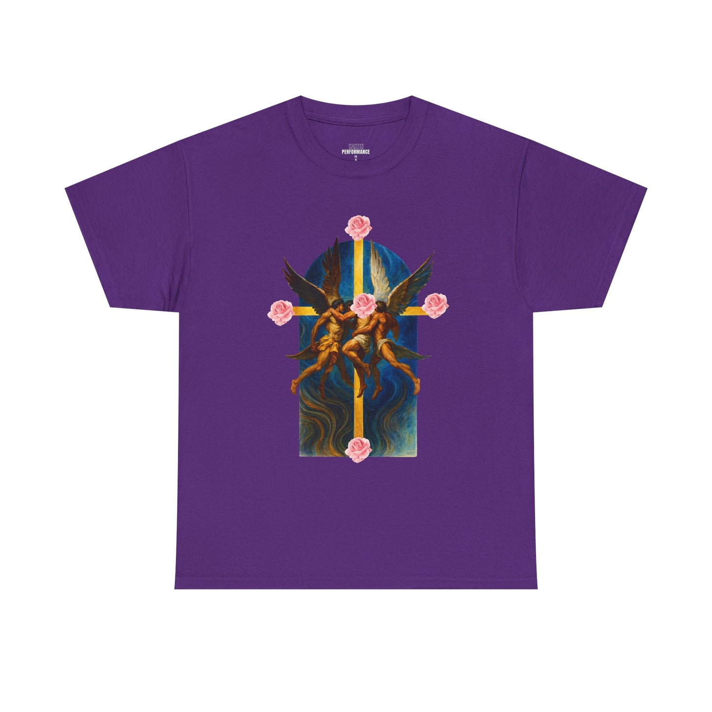 Heavenly Rose Unisex Heavy Cotton Tee – Vintage Art T-Shirt, Spiritual Fashion, Casual Wear, Gift for Art Lovers