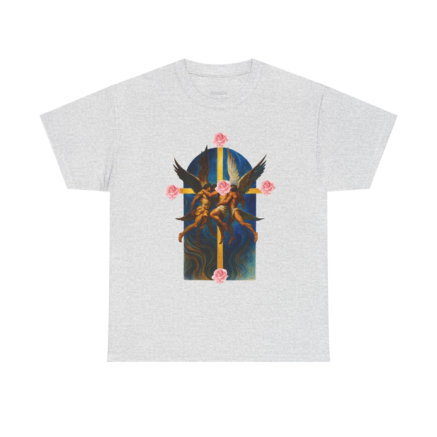 Heavenly Rose Unisex Heavy Cotton Tee – Vintage Art T-Shirt, Spiritual Fashion, Casual Wear, Gift for Art Lovers