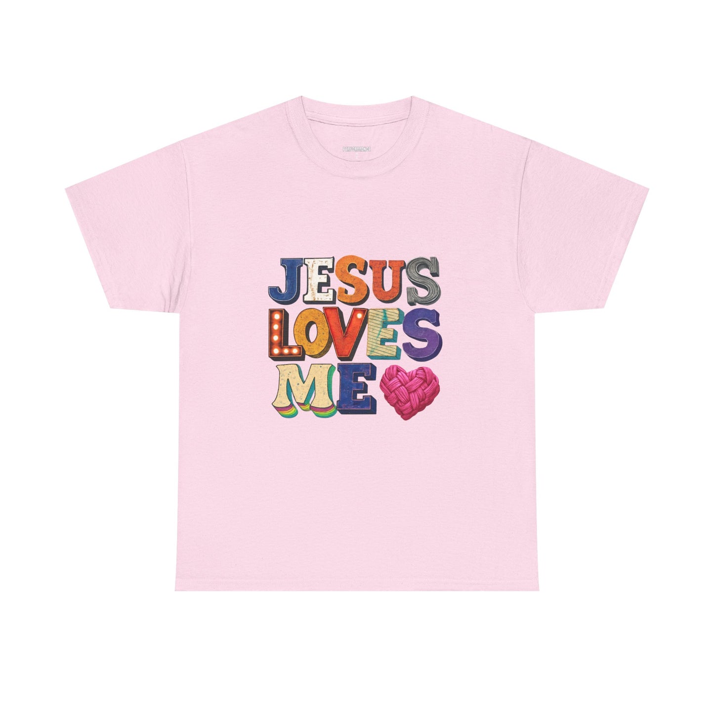 Colorful Jesus Loves Me Unisex Heavy Cotton Tee, Christian Gift, Casual Wear, Faith-Based Apparel, Inspirational T-Shirt