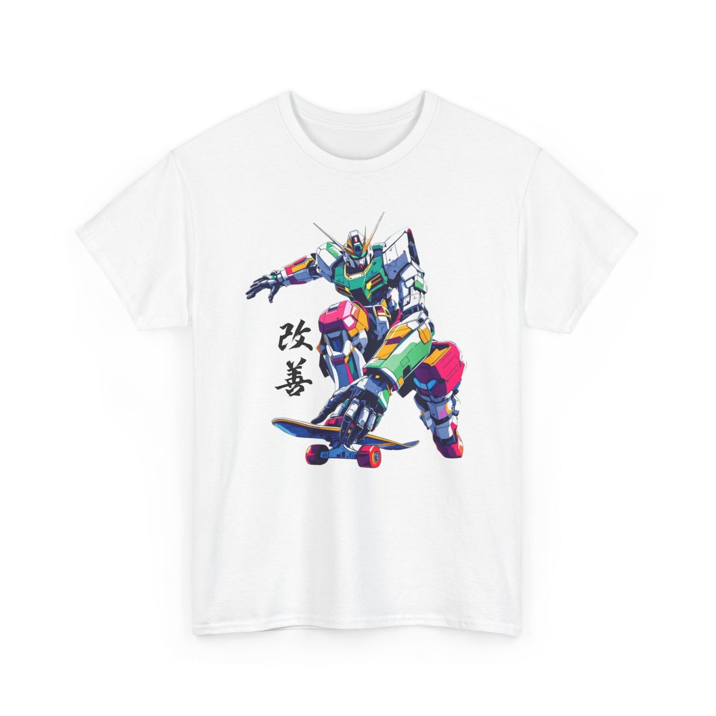 Gundam  Mecha Skateboard Unisex Heavy Cotton Tee - Anime Streetwear for Fans