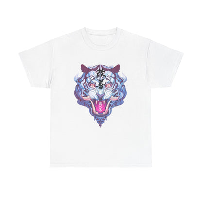 Unisex Heavy Cotton Tee with Bold Tiger Design - Streetwear Style