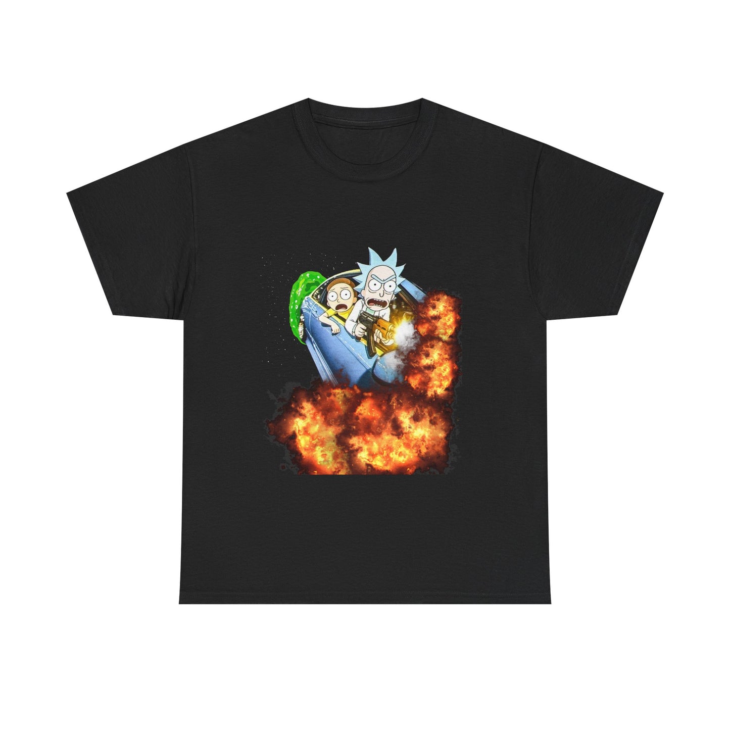 T-Shirt Rick and Morty Fan Car Chase Portal Driveby Explosions