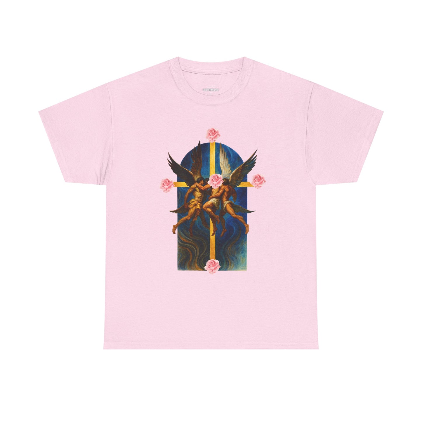 Heavenly Rose Unisex Heavy Cotton Tee – Vintage Art T-Shirt, Spiritual Fashion, Casual Wear, Gift for Art Lovers