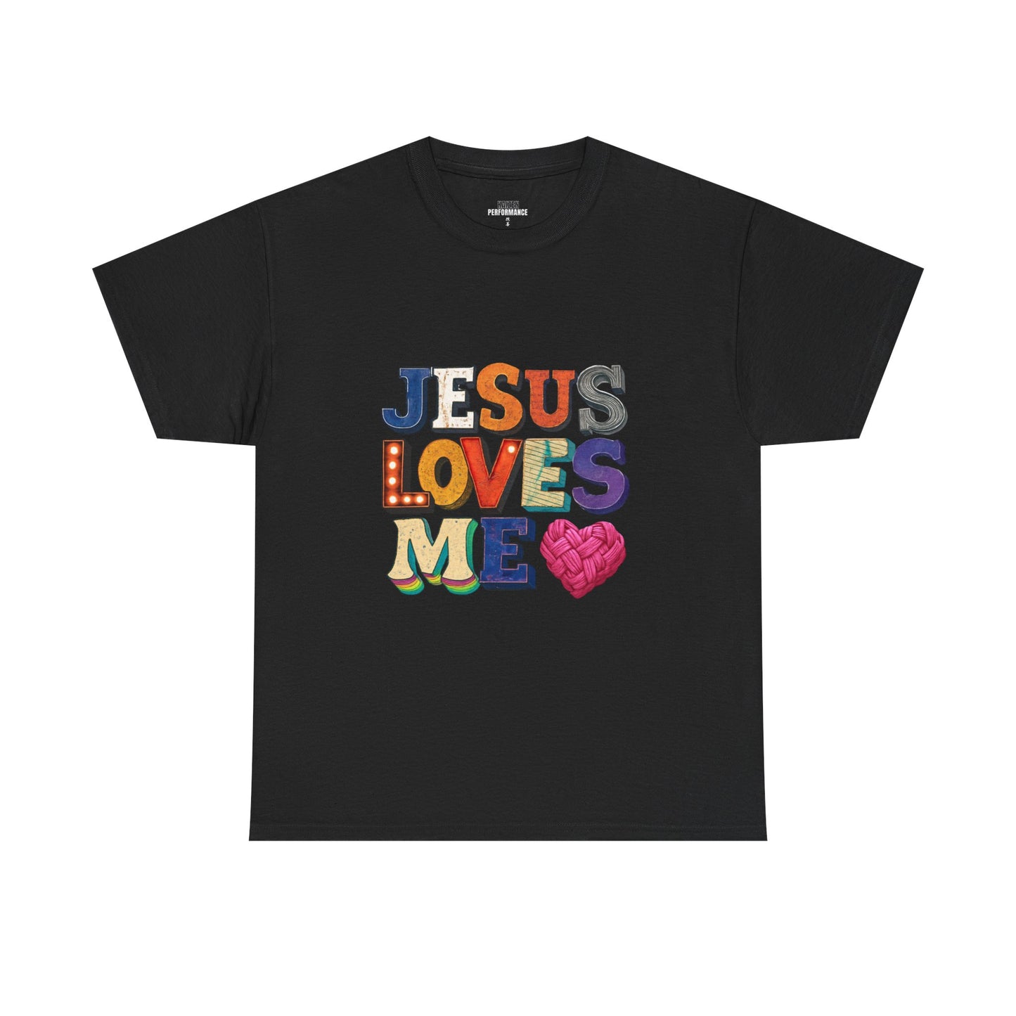 Colorful Jesus Loves Me Unisex Heavy Cotton Tee, Christian Gift, Casual Wear, Faith-Based Apparel, Inspirational T-Shirt