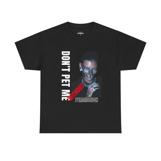 Edgy Unisex Cotton Tee - Don't Pet Me Without Permission, Alternative Streetwear, Gifts for Fans, Casual Wear, Unique Tee