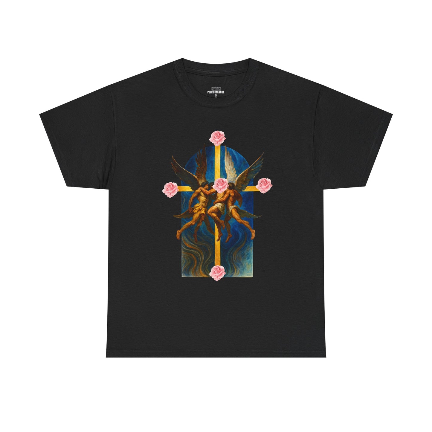 Heavenly Rose Unisex Heavy Cotton Tee – Vintage Art T-Shirt, Spiritual Fashion, Casual Wear, Gift for Art Lovers