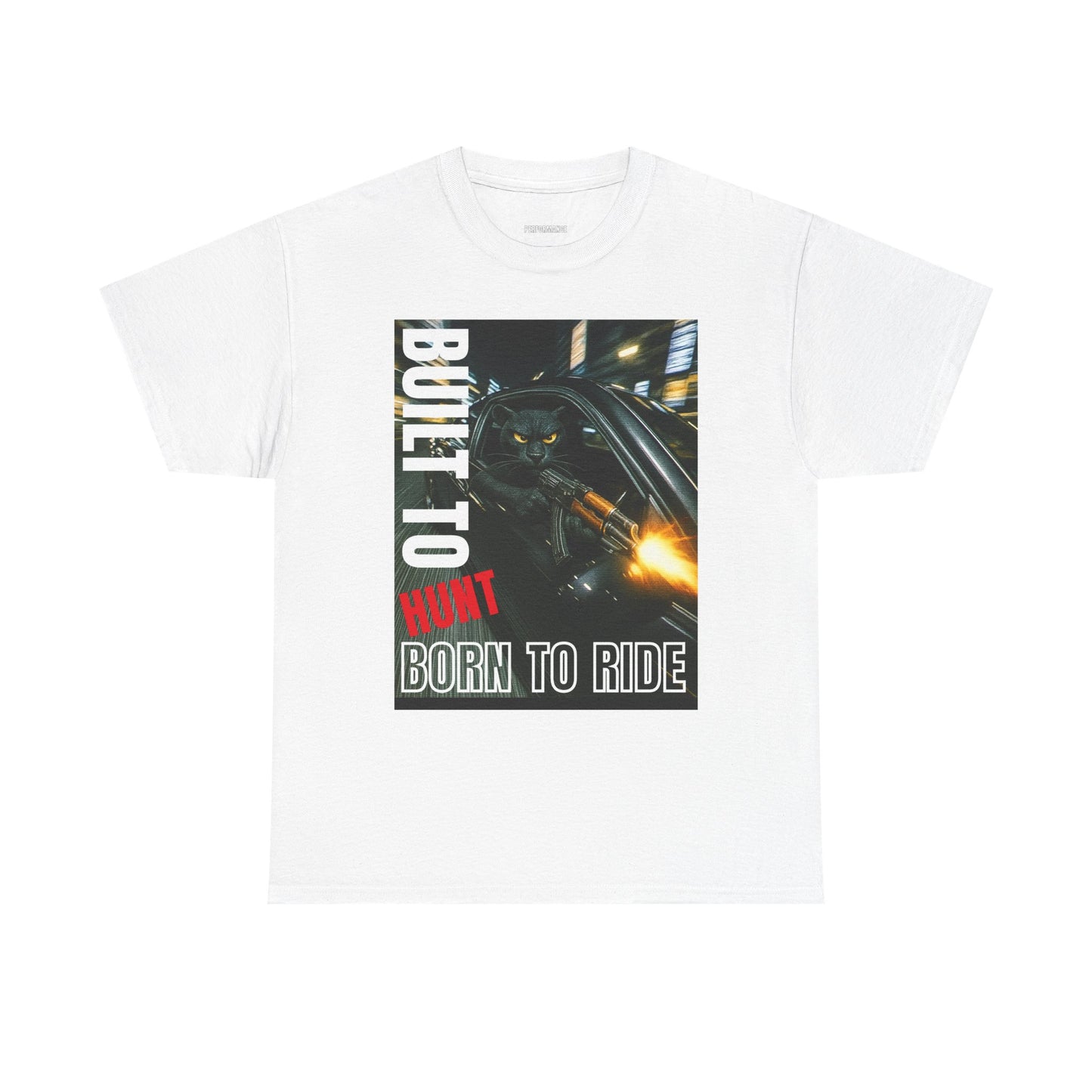 Built to Hunt Unisex Heavy Cotton Tee, Motorcycle Shirt, Gift for Him, Rider Apparel, Casual Wear, Summer Outfit