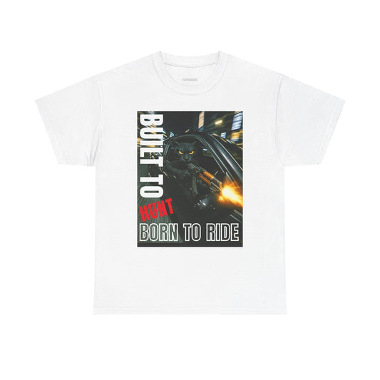 Built to Hunt Unisex Heavy Cotton Tee, Motorcycle Shirt, Gift for Him, Rider Apparel, Casual Wear, Summer Outfit