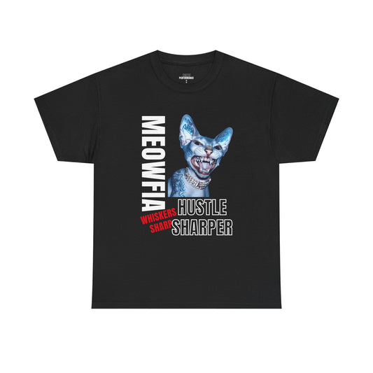 Meowfia Hustle Tee - Funny Cat T-Shirt, Unisex Graphic Tee, Pet Lover Gift, Cat-Themed Shirt, Unique Animal Apparel