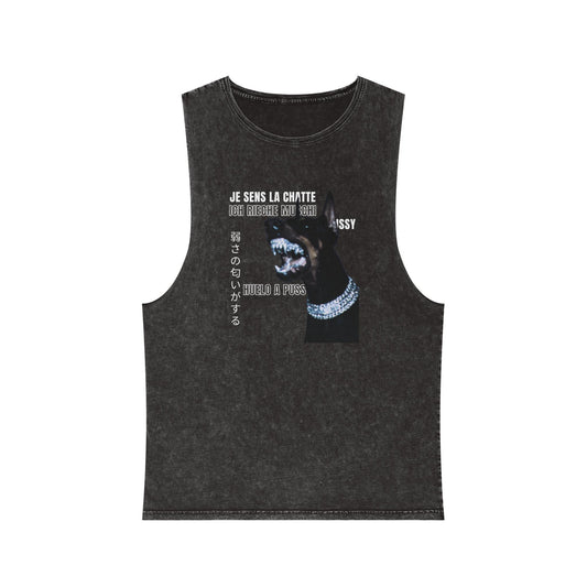 Unisex Stonewash Graphic Tank Top - Edgy Vintage Style