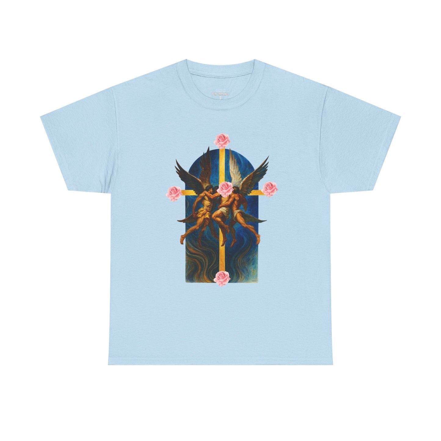 Heavenly Rose Unisex Heavy Cotton Tee – Vintage Art T-Shirt, Spiritual Fashion, Casual Wear, Gift for Art Lovers