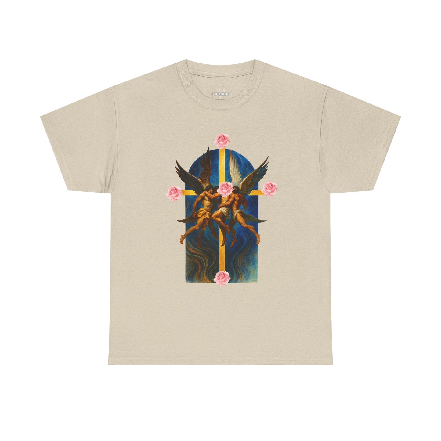 Heavenly Rose Unisex Heavy Cotton Tee – Vintage Art T-Shirt, Spiritual Fashion, Casual Wear, Gift for Art Lovers